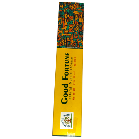 Good Fortune Namaste India Geranium Rökelse med Myrra - Naturlig Masala Rökelse - 1 förpackning med 15gr.