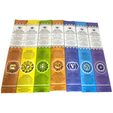 Green Tree 7 Chakras Seven Chakra Weihrauch - Packung mit 35 Räucherstäbchen (7er Pack mit 5 Stäbchen)