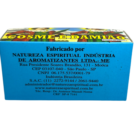 Defumador Espiritual Cosme y Damián Naturaleza Espiritual Cosme e Damiao - Hecho en Brasil - 20 tabletas