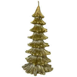 Gouden kerstboomvormige kaars 200gr. 18x9x9cm