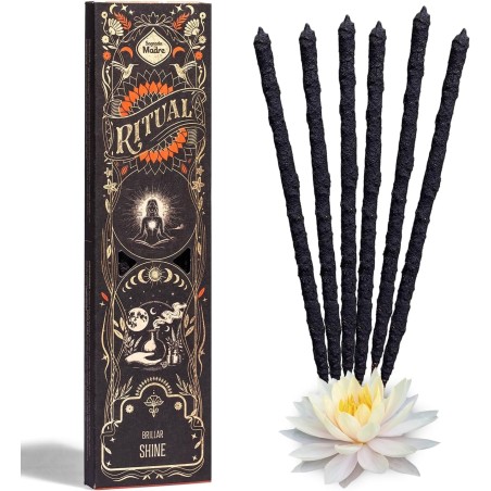 Glow Ritual Weihrauch Glanz Heilige Mutter Lotusblume Weiß - 6 dicke Stäbchen von ca. 1h Dauer