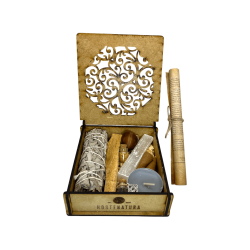 Kit de nettoyage et de protection énergétique dans HOSTENATURA boîte en bois - Comprend les instructions et le rituel - Naturel