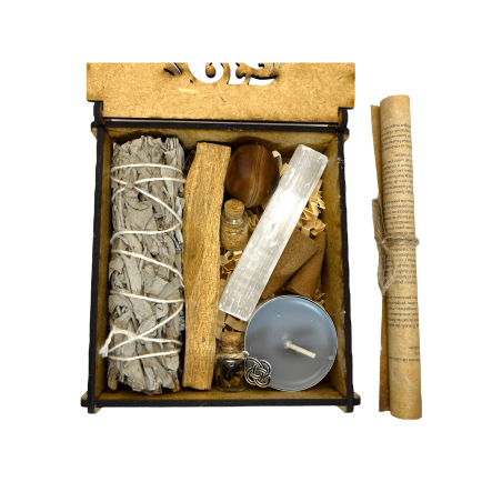 Kit de Limpeza e Proteção Energética em HOSTENATURA caixa de madeira - Inclui instruções e ritual - Natural e Ecológico