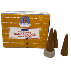Coni di sandalo Coni Dhoop - Scatola da 12 coni...