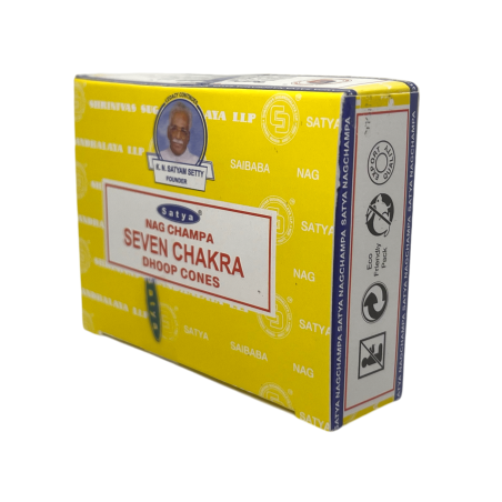 Seven Chakra Cones Satya Seven Chakra Dhoop Cones - Schachtel mit 12 Räucherkegeln