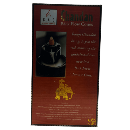 BALAJI Chandan Sandelhout Masala Reflux Wierook Kegels - Doos met 10 kegels