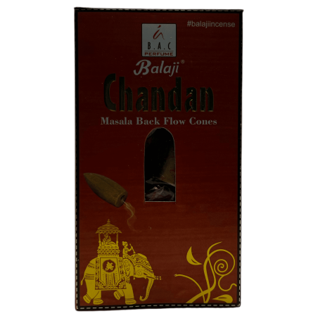 BALAJI مخاريط البخور Chandan من خشب الصندل ماسالا Reflux - علبة من 10 مخاريط
