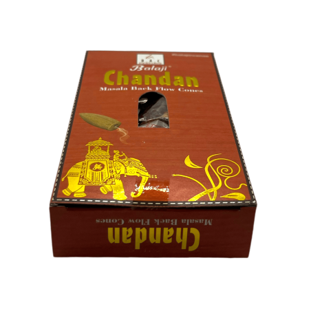 BALAJI Chandan Sandalwood Masala Reflux Kadzidełka w stożkach - Pudełko 10 szyszek