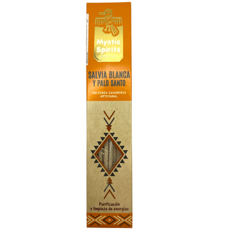 بخور Sahumerio White Sage و Palo Santo Mystic Spirits Purification & Energy Cleansing - 8 أعواد حرفية