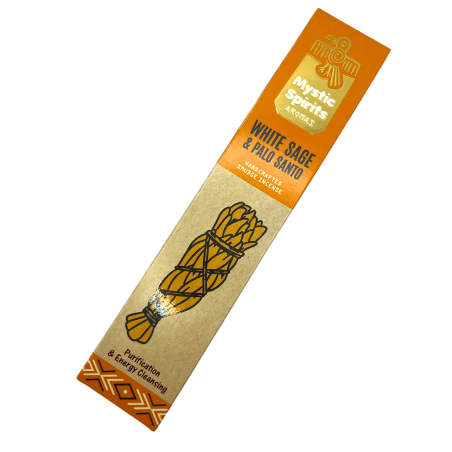 بخور Sahumerio White Sage و Palo Santo Mystic Spirits Purification & Energy Cleansing - 8 أعواد حرفية