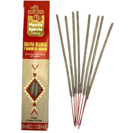 Incenso Sahumerio Salvia Bianca e Sangue di Drago Spiriti Mistici Potere e Buona Fortuna - 8 bastoncini artigianali