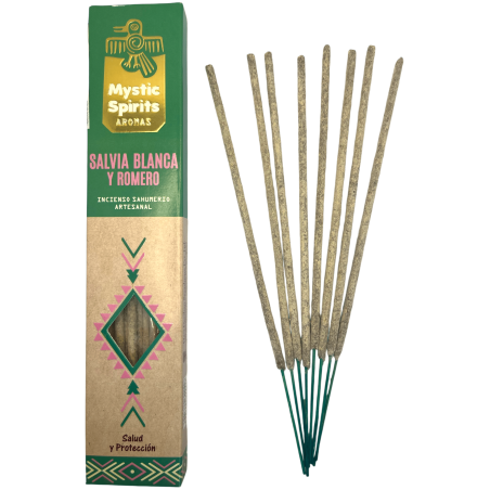 Incenso Sahumerio Sálvia Branca e Alecrim Espíritos Místicos Saúde e Proteção - 8 varetas de artesanato