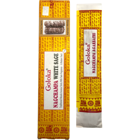 Nag Champa Kadzidło z Białą Szałwią GOLOKA Zapachem Twin - 1 opakowanie 15gr.