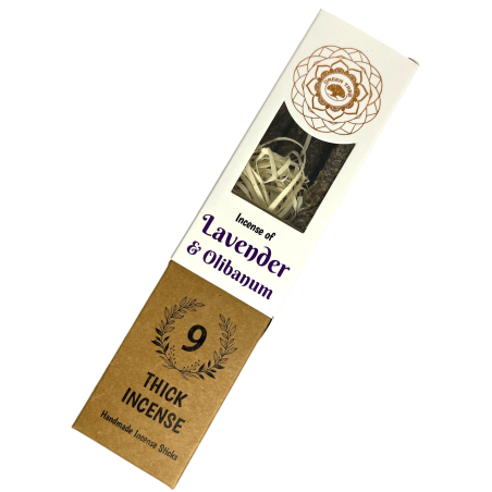 Incienso Botánico Lavanda y Olíbano de Green Tree - 9 varillas gruesas artesanales de hierbas