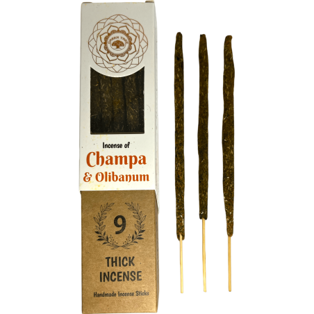 Incenso botanico Champa e incenso verde - 9 bastoncini di erbe fatti a mano spessi