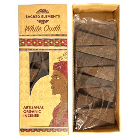 Białe kadzidełka Oudh Sacred Elements HEM - Pudełko z 10 dużymi rzemieślniczymi stożkami kadzideł