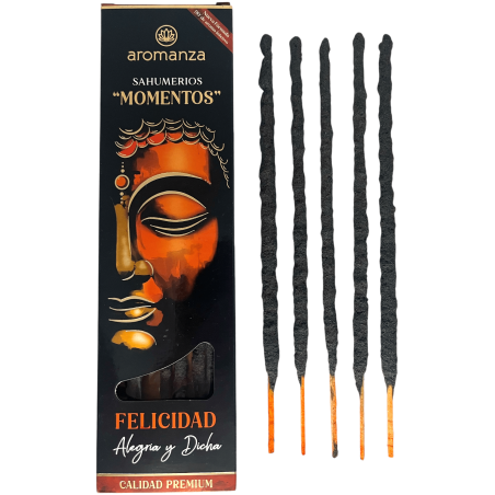 Sahumerio Moments Bonheur, Joie et Félicité Encens Aromanza Argentina - 5 bâtonnets épais faits à la main