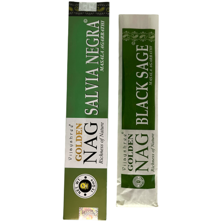 Encens Sauge Noire GOLDEN NAG Sauge Noire Vijayshree Parfum - 1 Paquet de 15gr.