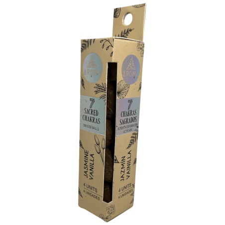 Bombas Perfumadoras Ativadas 7 Fragrâncias Sagradas de Chakras Jasmim Baunilha - Caixa de 4 bombas de incenso