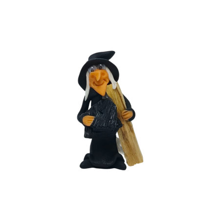 Vrăjitoare cu Palo Santo și Turmalină 5cm Negru - Dublă Protecție, Curățenie și Înțelepciune