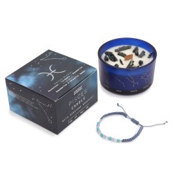 Pisces Zodiac Candle with Gemstone Bracelet -...