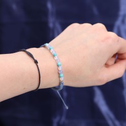 Candela Zodiacale Pesci con Bracciale Pietre Preziose - Candela di Soia con Bracciale Pietra di Luna, Turchese e Acquamarina - 2