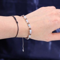 Cancer Zodiac Candle med Ädelstensarmband - Sojaljus och Akvamarin, Rökkvarts, Månstensarmband - 22h