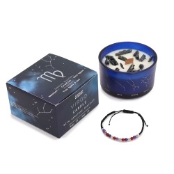 Maagd Zodiac kaars met edelsteen armband - soja...