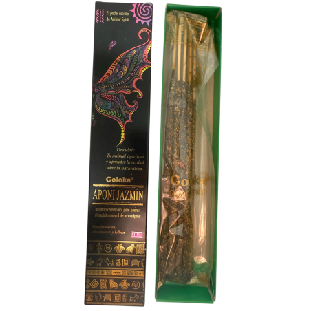 Animal Spirits Aponi Jasmin Papillon Encens Encens Goloka Encens - Lot de 8 bâtonnets d’encens bio