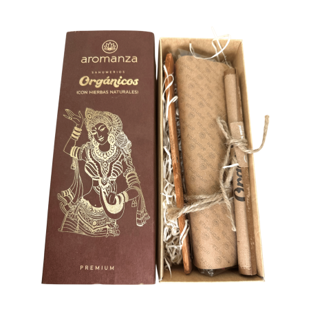 Kit Encens Bio Premium Aromanza - 30 barres aromatiques naturelles bio et 1 porte-encens