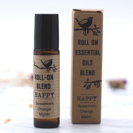 Roll-on Miscela di Oli Essenziali Felicità Menta, Arancia e Mirra con vitamina E - 10ml.