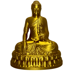 Figura de Buda Sentado Dourado - Resina PLA -...