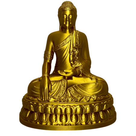 Gouden zittende Boeddha figuur - PLA hars - 18x14x8,5cm - Zen en spirituele decoratie