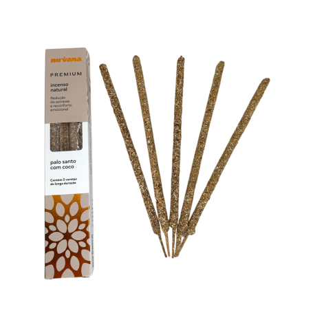 Incienso Palo Santo i Coco Premium Nirvana Brasil Redueix l'estrès - 5 varetes gruixutes artesanals - Incienso Artesanal Brasil