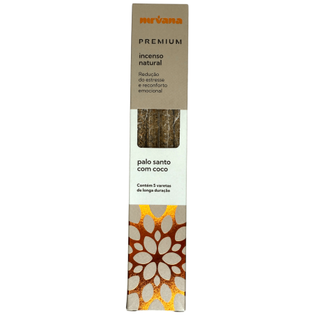 Tămâie Palo Santo și Nucă de cocos Premium Nirvana Brazilia Reduce stresul - 5 bețișoare groase lucrate manual - Incenso Artesan
