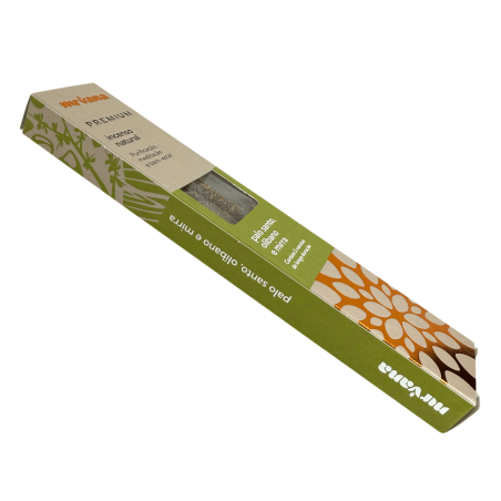 Palo Santo Encens, Encens & Myrrhe Premium Nirvana Brésil Purification - 5 bâtonnets épais faits à la main - Fabriqué au Brésil