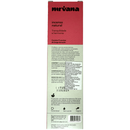 Natürliche Nirvana Brasilien Räucherstäbchen und Rosen Ruhe und Harmonie - 9 handgemachte Stäbchen - Made in Brazil