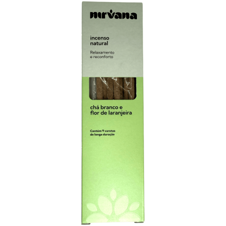 Incenso Natural de Chá Verde e Flor de Laranjeira Nirvana Brasil Relaxamento e Conforto - 9 palitos artesanais - Fabricado no Br