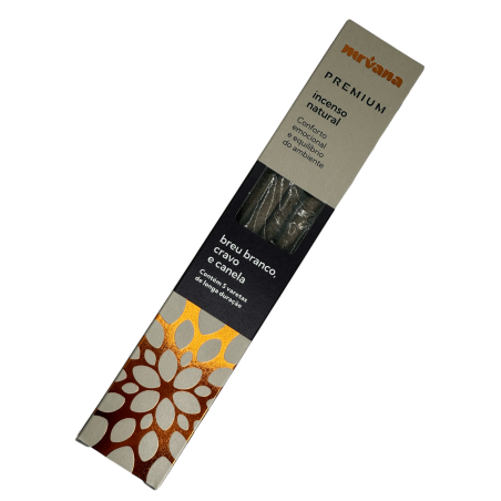 Breu White Incense, Clove and Premium Cinnamon Nirvana Brazil Emotional Comfort - 5 thick handmade sticks - Made in Brazil