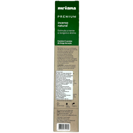 L'incenso Premium Nirvana Brazil Rosmarino e Menta stimola la mente - 5 bastoncini artigianali spessi - Made in Brazil