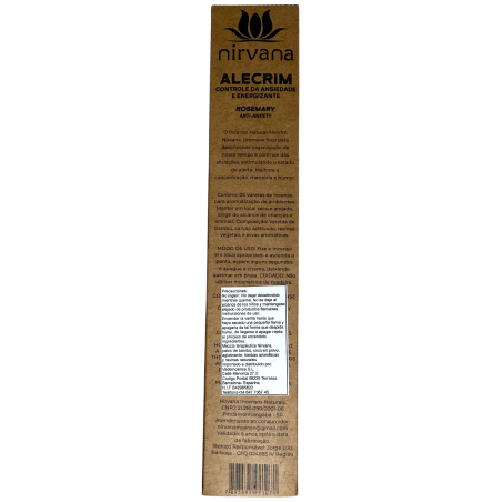 Premium Rosmarin Rökelse Nirvana Brazil Controls Anxiety & Energizing - 5 tjocka handgjorda pinnar - Made in Brazil