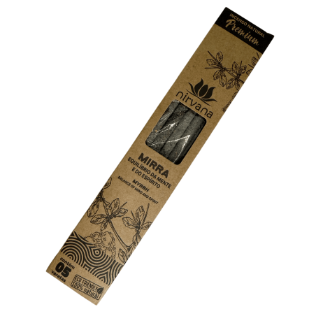 Premium Myrrhe Räucherstäbchen Nirvana Brasilien Balance Geist und Seele - 5 dicke handgemachte Stäbchen - Made in Brazil