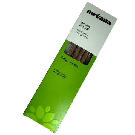 Incienso Hojas Verdes Natural Nirvana Brasil Estimulante y Refrescante - 9 varillas artesanales - Hecho en Brasil