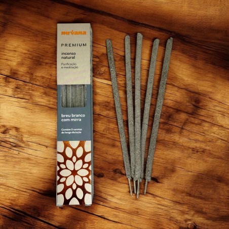 Incienso Breu Blanco y Mirra Premium Nirvana Brasil Purificación Meditación  - 5 varillas gruesas artesanales - Hecho en Brasil