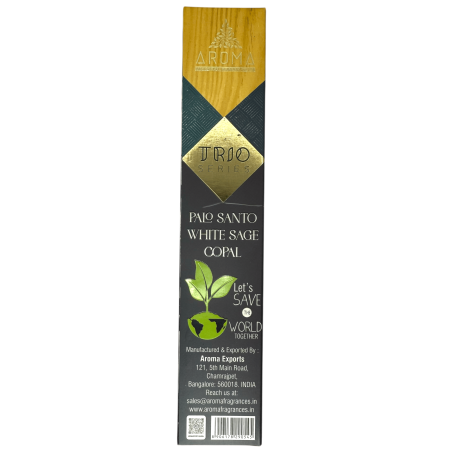Incenso AROMA Trio Palo Santo, Sálvia Branca e Copal - Trio Series 1 pacote 15gr.