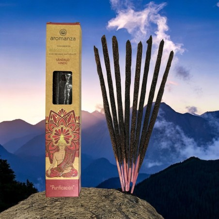 Sahumerios Magistrales Sándalo Hindú Inciensos Aromanza Argentina 8 barritas gruesas con Resinas Naturales - Purificación