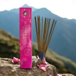 Incienso Goloka Manifestacions Amor i Passió Incienso Rosa amb Mineral de Cuarzo Rosa - 15gr.