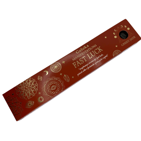 Incenso Goloka Manifestations Quick Luck Nag Champa com Mineral de Jade Verde - 15gr.