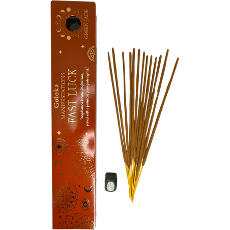 Goloka Manifestations Quick Luck Kadzidło Nag Champa z minerałem Green Jade - 15gr.