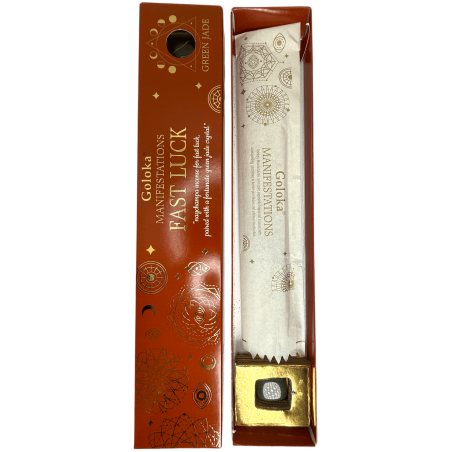 Goloka Manifestations Encens Chance Rapide Nag Champa Encens avec Minéral de Jade Vert - 15gr.